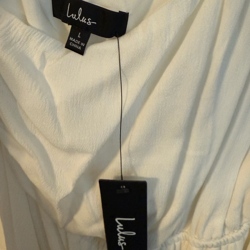 Lulu's White Asymmetrical Ruffle Dress - Picture 2 of 4